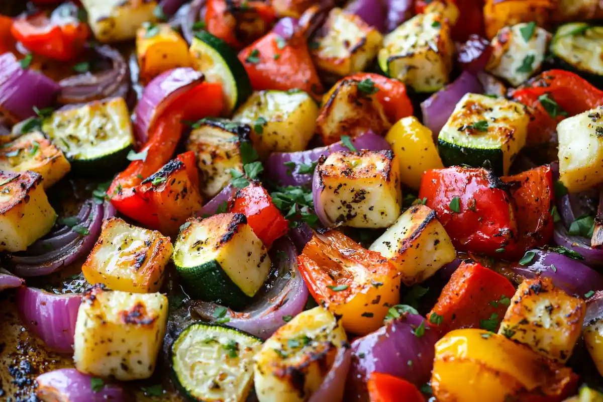 Halloumi-kasvispelti – helppo uuniruoka arkeen