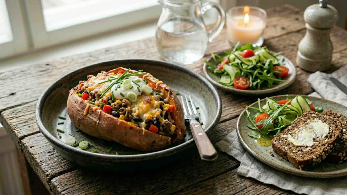 Juustoinen uunibataatti