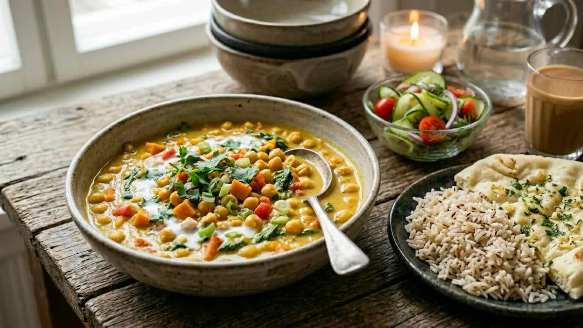 Kermainen kikhernecurry – nopea kasvisarkiruoka