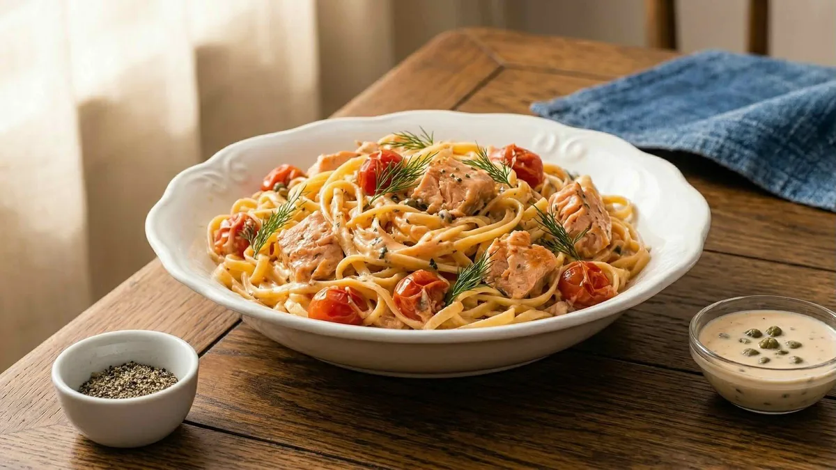 Kermainen lohipasta – nopea ja täyteläinen arkiruoka