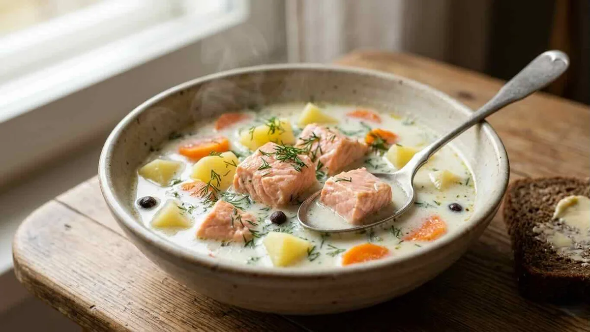 Lohikeitto – perinteinen kermaisen pehmeä kalakeitto