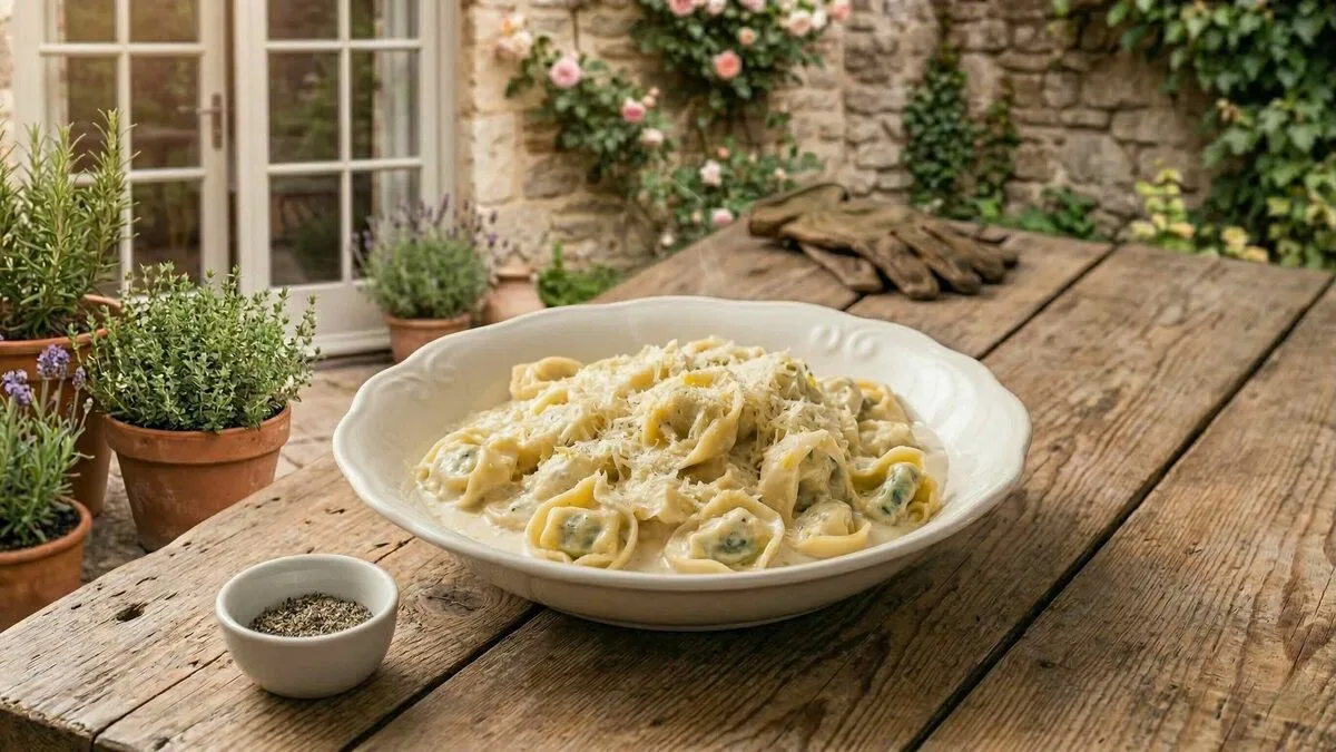 Kermainen tortellinipasta. Nopea ja täyteläinen arkiruoka