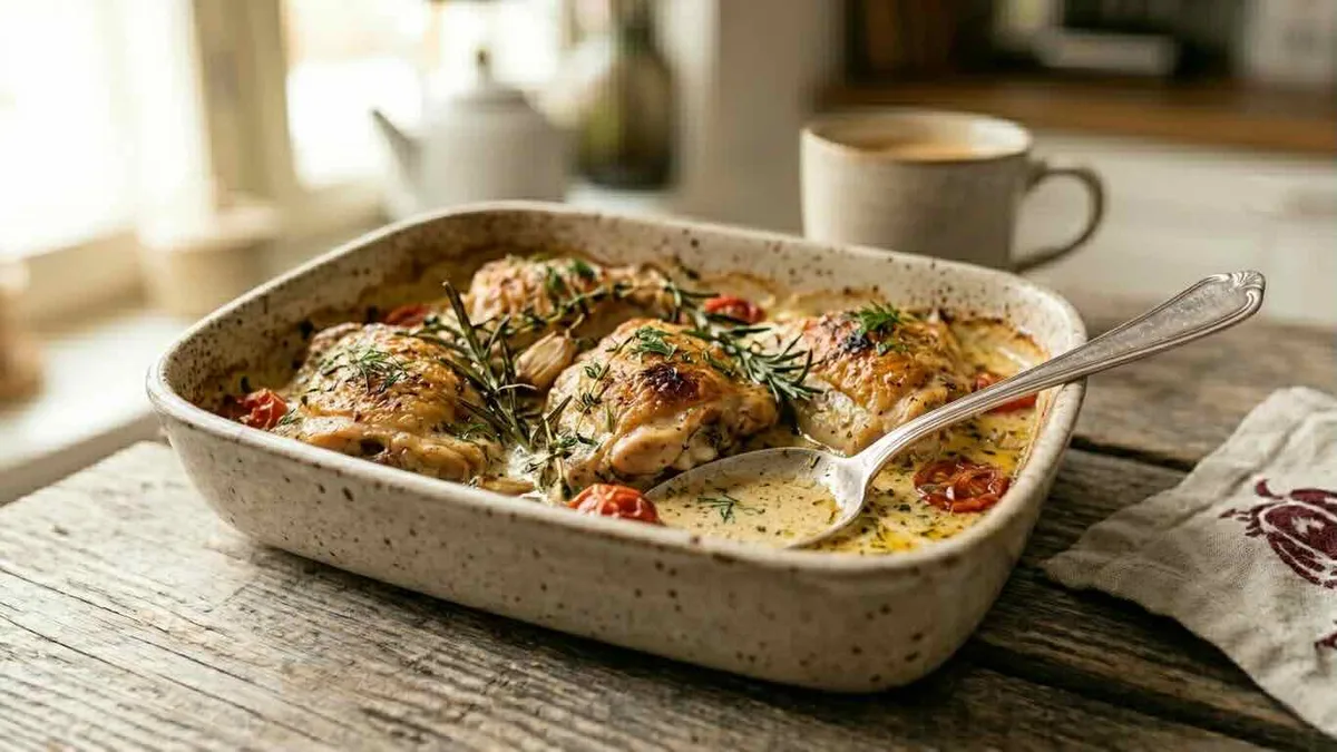 Uunibroileri kermaisella kastikkeella