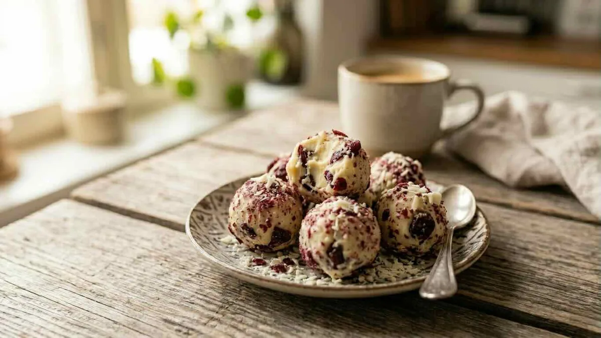 Valkosuklaa-karpalotryffelit